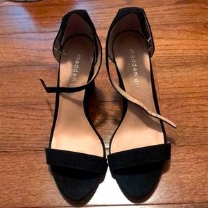 Madden girl velvet stacked heel.